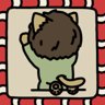 The child looks out of the window