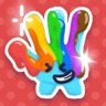 Finger painting a Rainbow