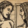 Demanding customers in the hairdresser - big boobs.