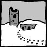 Snow-covered ruins