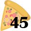 45 pizzas collected.