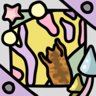The cat that mimicked with the mushroom