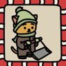 The cat shoveling snow